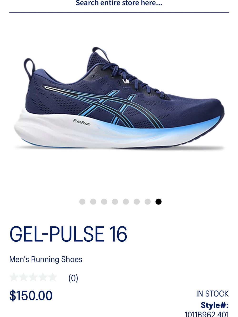 Asics Navy and Light Blue Men's Running Shoes- new without box